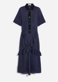 COACH  Striped Long Ruffle Shirt Dress at Coach Outlet